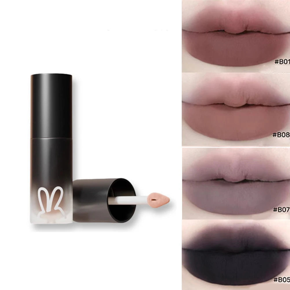 Hyntoor Lipstick Matte Soft Mist Velvet Nude Black Gothic High Colors Lip Mud Non-stick Cup Lasting Korean Lipstick