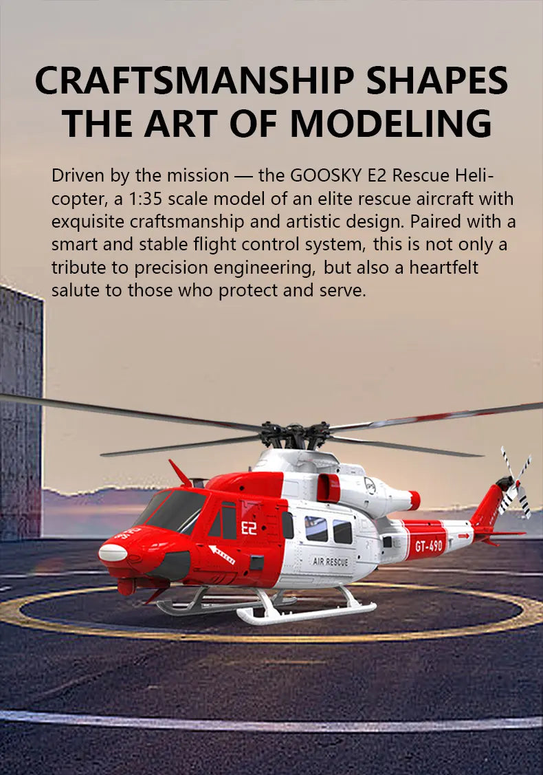 2025 New 1:35 Goosky E2 Remote-Controlled Helicopter Gps Intelligent Drone Resembling Real Uh-1y Helicopter