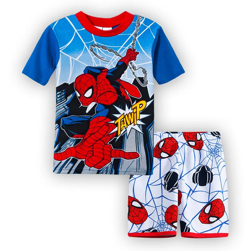 Summer Children Cotton Pajamas Cartoon Spiderman Baby Set Clothing Kids Clothes Children's Short Sleeve T Shirt Sleepwear
