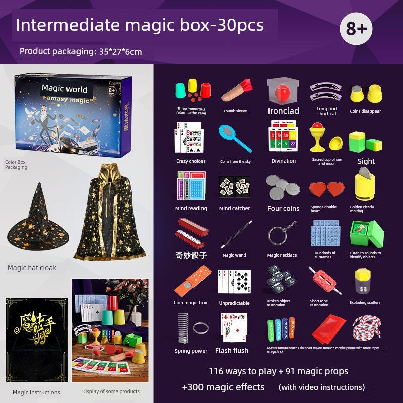 Children's Magic Props Toy Gift Box Close-Up Kindergarten Performance Set Magic Tricks Boy's Birthday Gift Shocking
