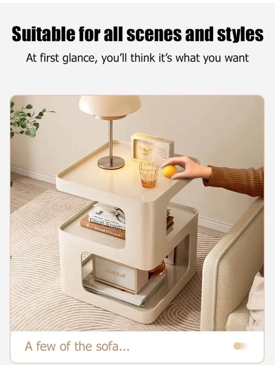 Light Luxury Sofa Table Solid Color Bookshelf Living Room Small Coffee Table Bedroom Simple Bedside Table Creative Computer Desk