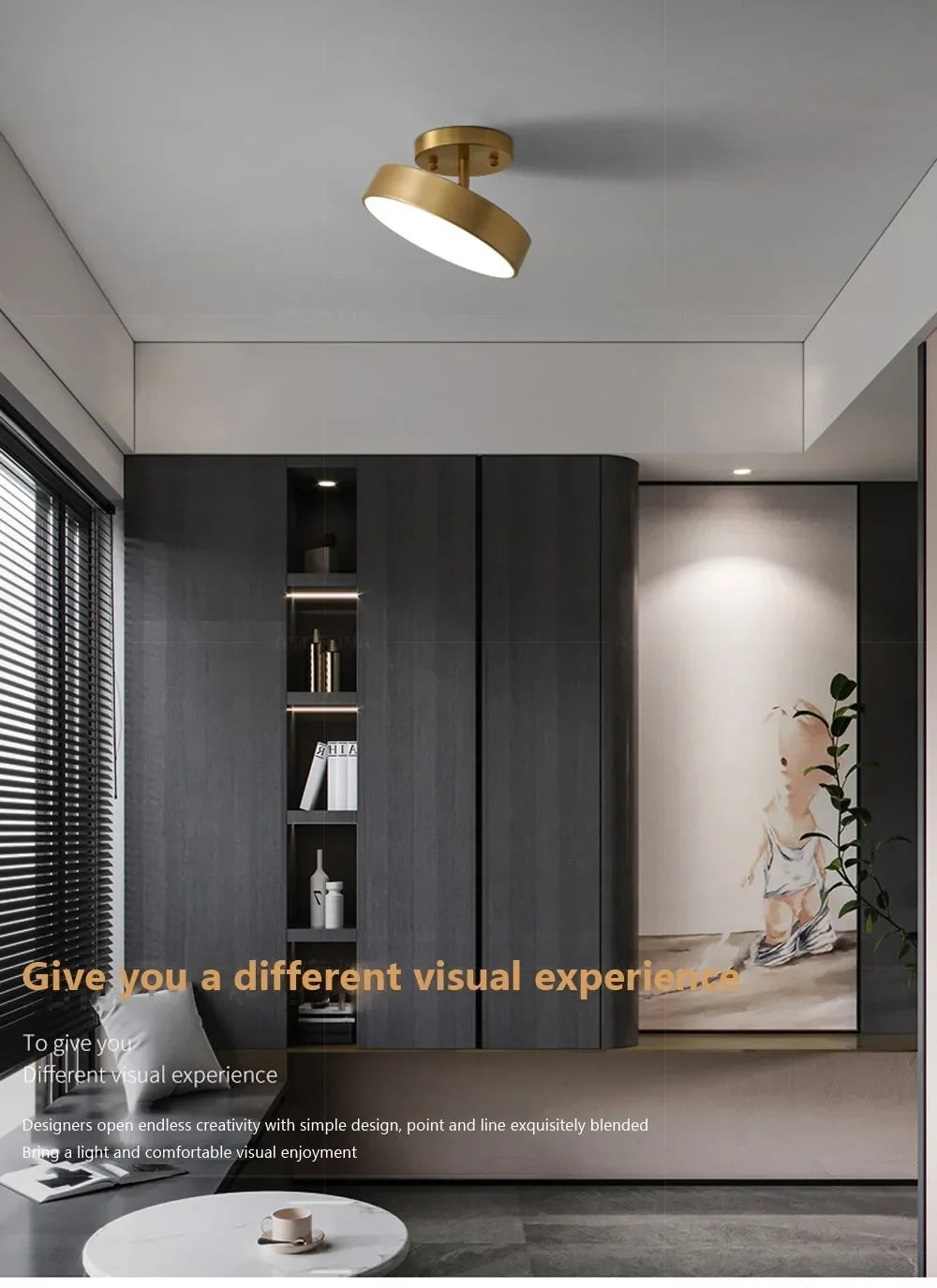 Modern LED Ceiling Light Aisle Lighting Lamps Corridor Stairs Balcony Corner Round Black Copper LED Home Decor Fixtures Lustre