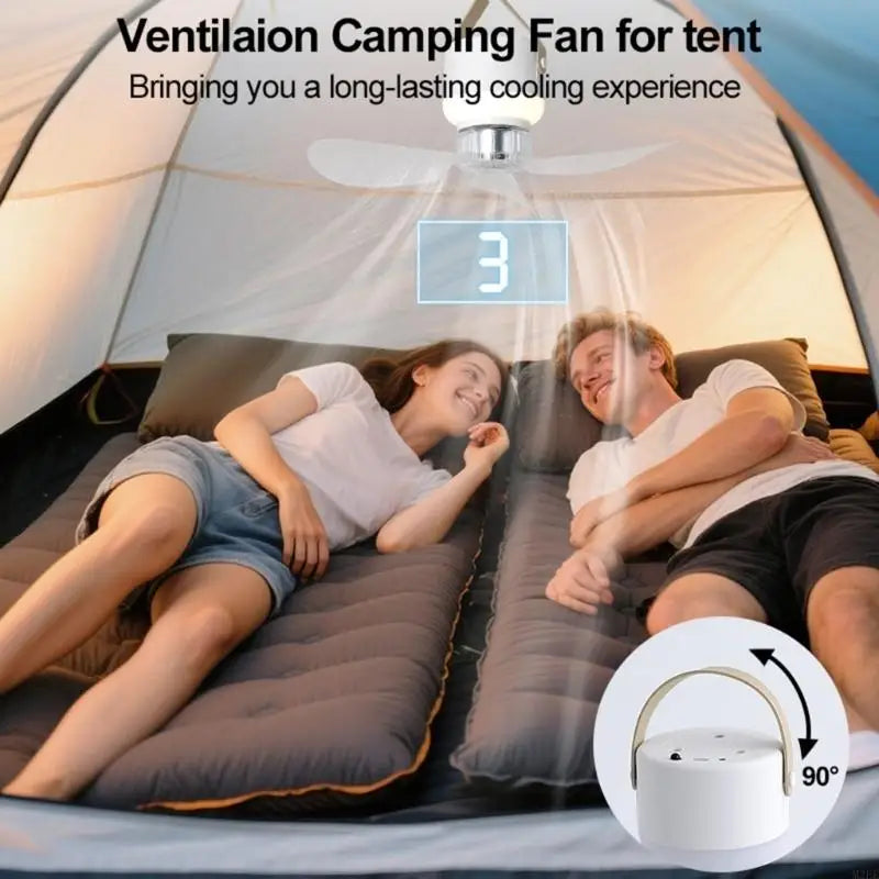 11.4Inch USB Rechargeable Camping Fan With Remote Control And LED Light 3 Speed 3 Brightness Level For Tent Outdoor
