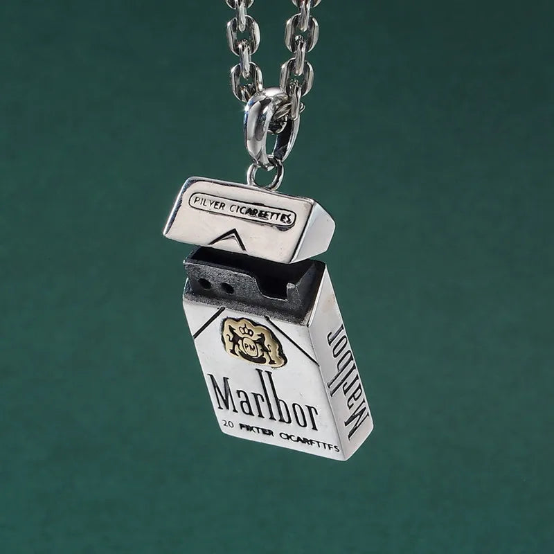 Necklace Pendant Pure 925 Sterling Silver Creative Cigarette Box Model Luxury Fine Jewellery Women Men 2025 St Valentine Day P41