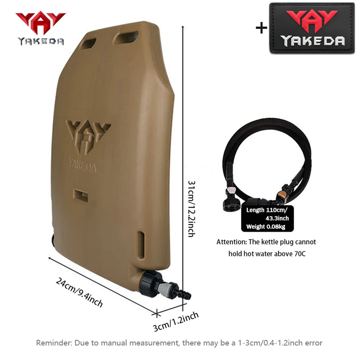 YAKEDA Hunting Vest 1.75L Integrated Water Bag Insert Board with Water Delivery Hose Made of Hard and Lightweight Material