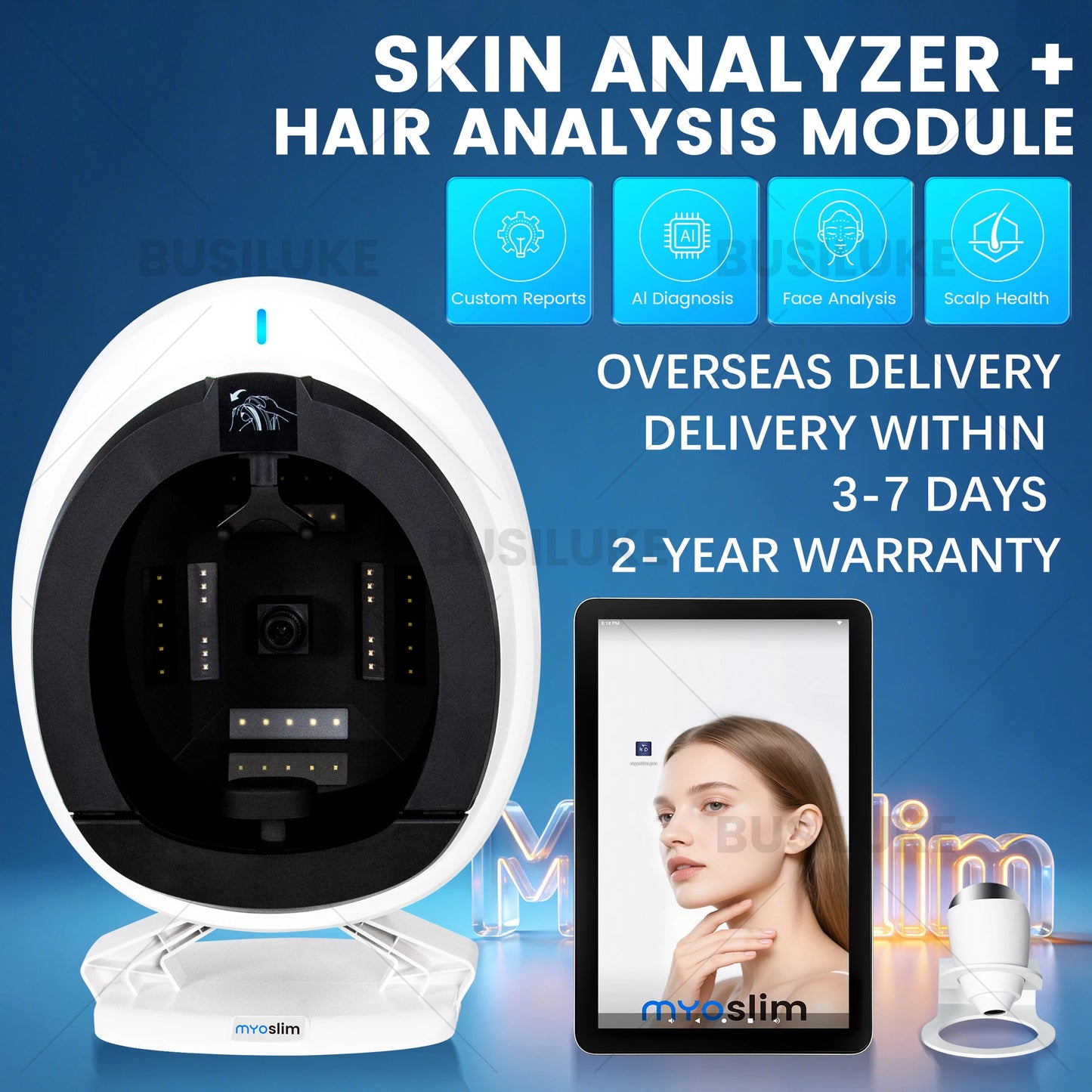 36M HD AI Skin Analyzer Q1pro Face Hair Scalp Detection Machine 8 Spectral Imaging Android 15.6 21.5 inch Custom Report
