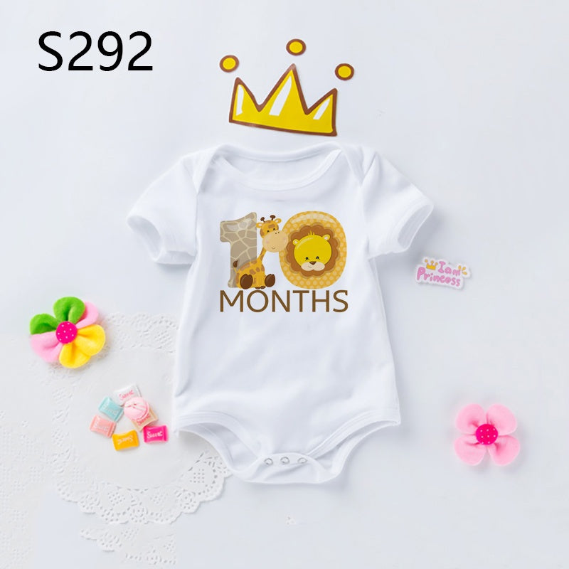 Monthly Milestone Baby Grow Bodysuit Cute Animal 1-12 Months One-Pieces Baby Shower Gift Month Pictures Monthly Jumpsuit Clothes