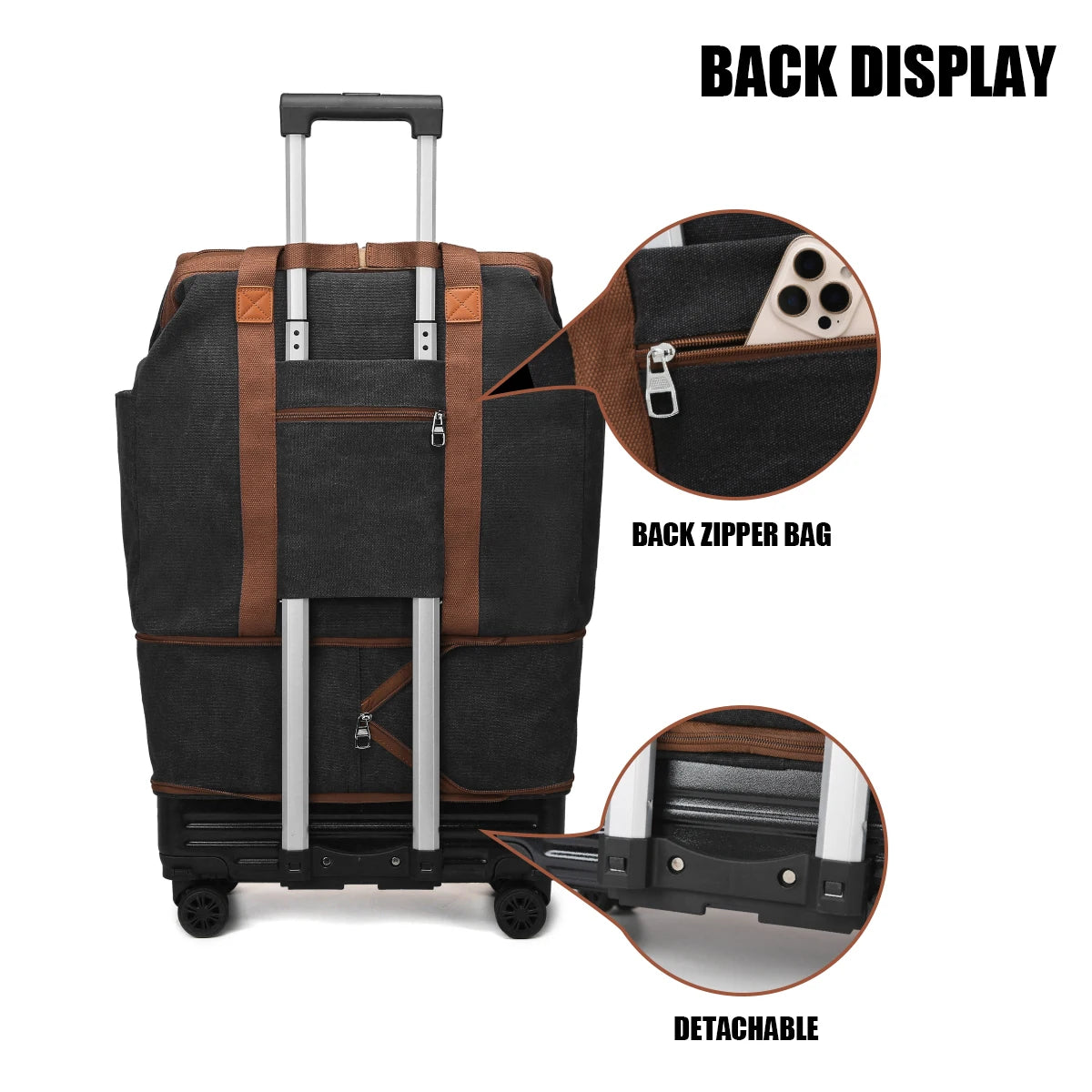 Pulley Luggage Bag, Universal Wheel Travel Bag, Foldableable Suitcase, Lightweight Trolley Bag, Large Capacity Hand-Pulled Backpack, Travel Cosmetics Bag