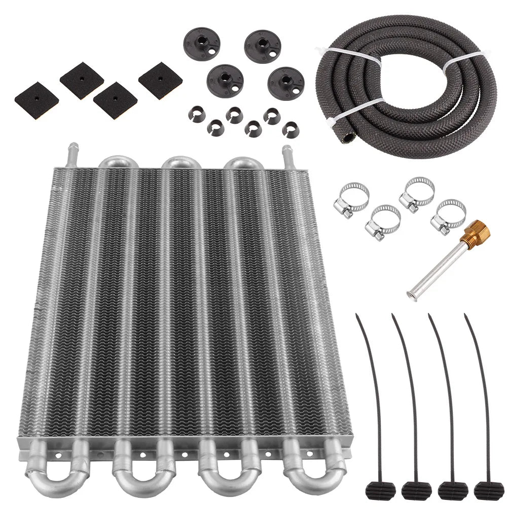 4 Row 6 Row 8 Row Aluminum Universal Oil Cooler Oil Radiator Car Air Conditioning Tube Belt Auto-Manual Radiator Converter Kit