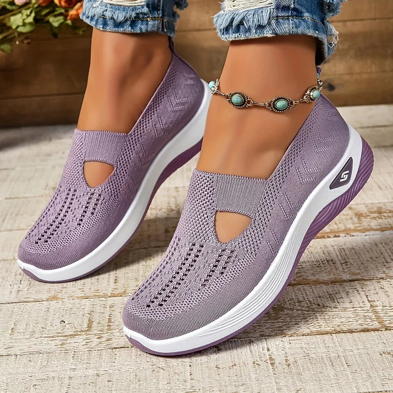 Women's Sneakers Breathable Slip on Walking Shoes Mesh Low Top Ladies Vulcanized shoes Soft Sole Lightweight Casual Shoes