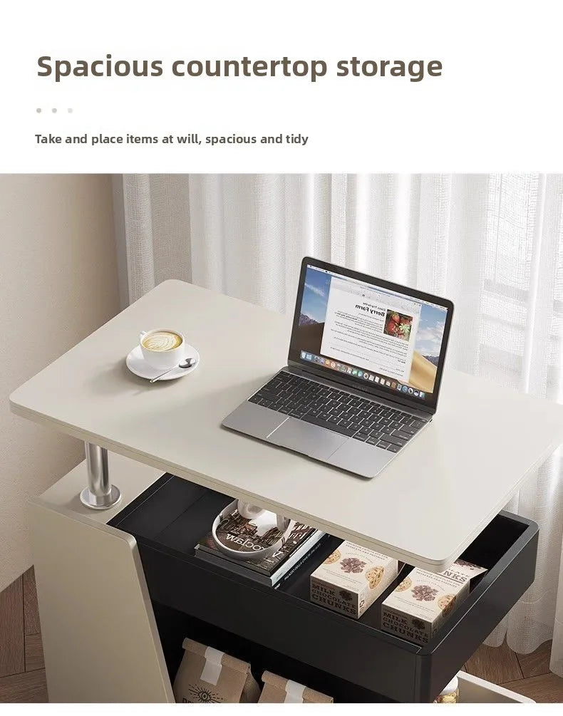 Solid Wood High-End Bedroom Furniture Luxury Modern Slate Multifunctional Side Cabinet Sofa Trolley Lift Capabilities Accessible