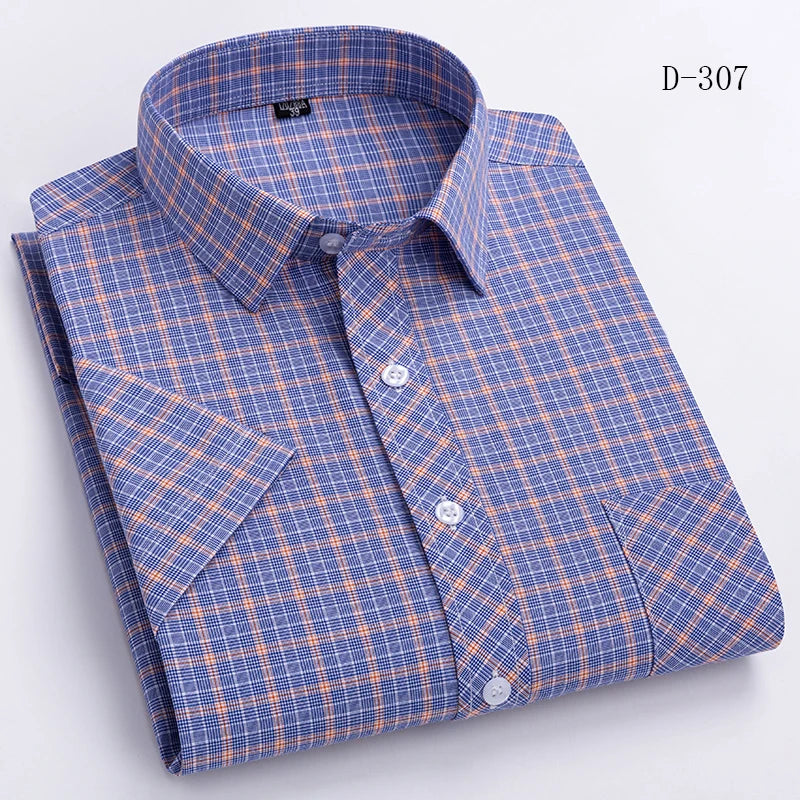 Short Sleeve Shirts For Man Summer England Preppy Classic Checked Clothing New Fashion Plaid Cotton Businessman Casual Shirts