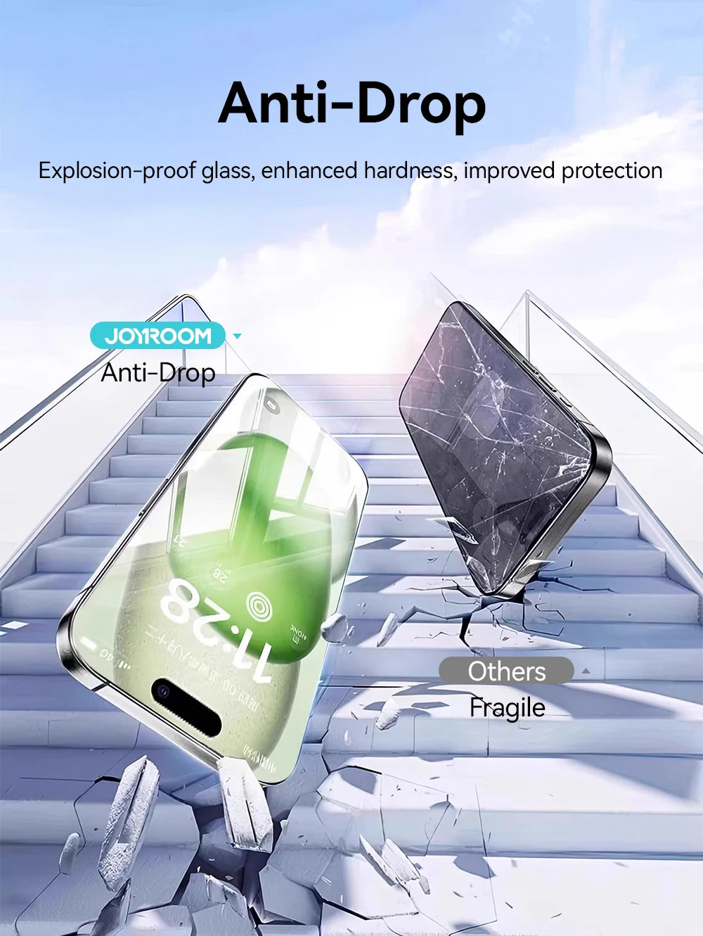Joyroom 3/2/1pcs HD Anti-Blue Light Glass for iPhone 17 Pro Max Screen Protector Full Screen Eye Protection Tempered Glass