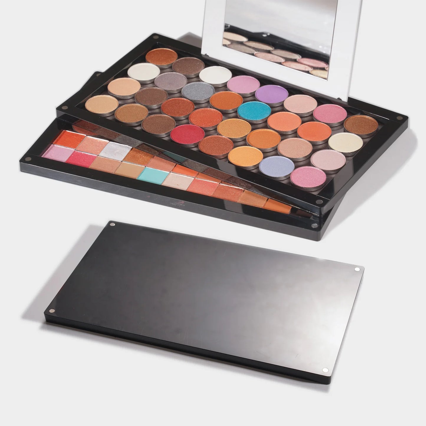 empty magnetic makeup palette acrylic storage box for eyeshadow depotting tool case ,stackable layers with mirror large size