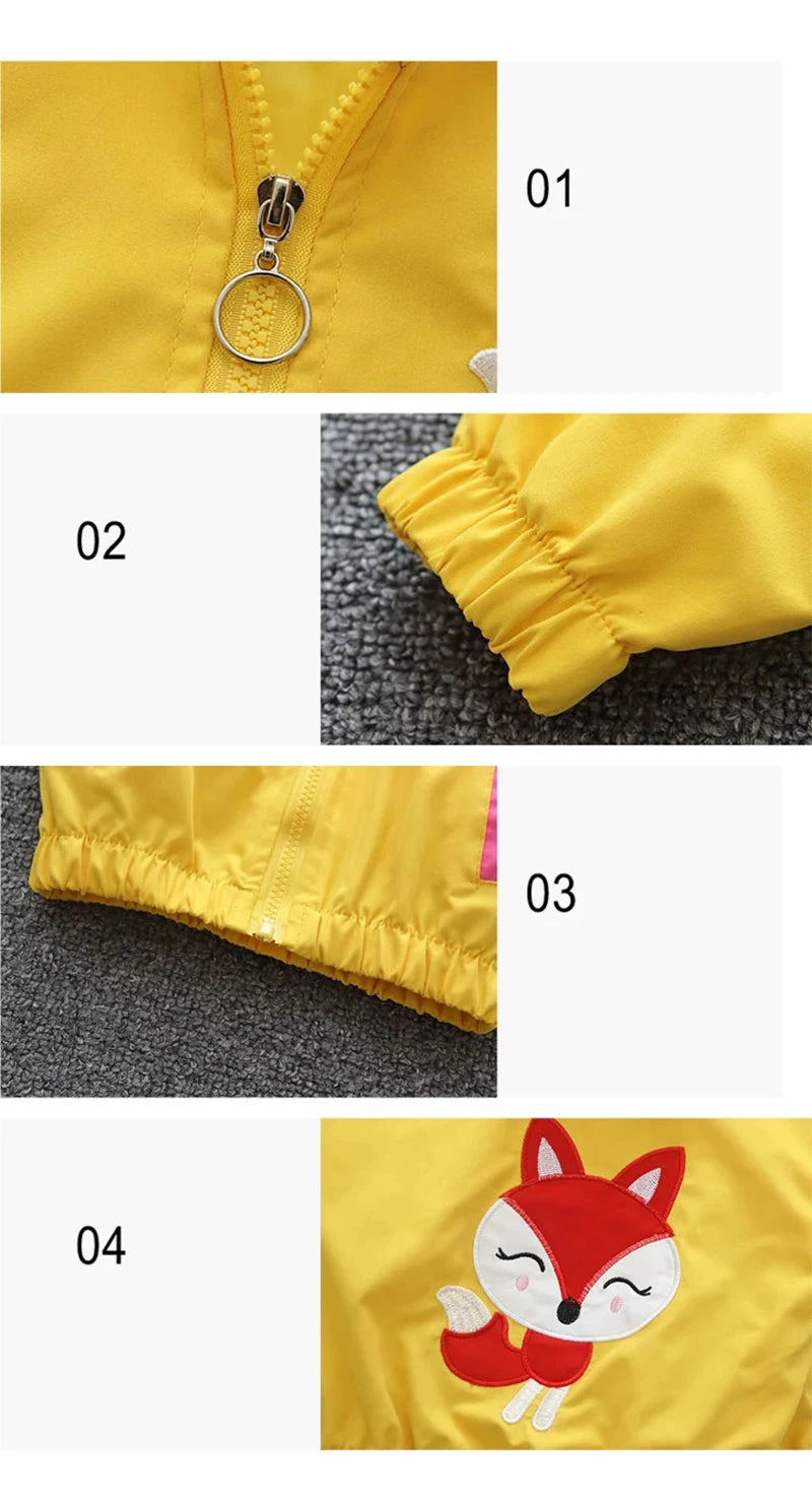 Cartoon Bear Kids Jacket Autumn Casual Boy Windbreaker Coat Hooded Zipper Boys Outerwear 1 2 3 4 5 6 Years Kids Clothes