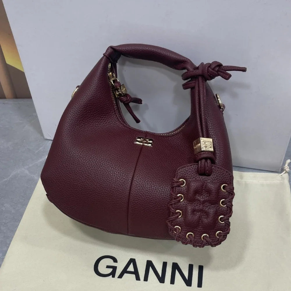Luxury Mini Hobo Bag Women Vintage Leather Handbag Detachable Strap Commute Shoulder Purse Y2K Fashion Designer Crossbody Bag