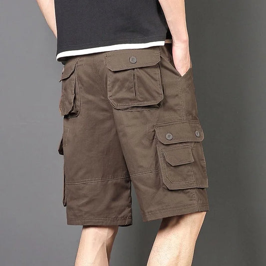 Summer Fashionable Sports Pure Cotton Straight Leg Multi-pocket Cargo Shorts Men's Casual Loose Plus Size High Quality Shorts