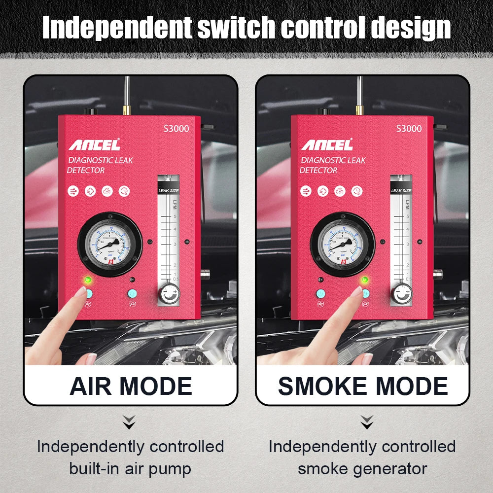 ANCEL S3000 Car Smoke Leak Detector With Air Pump 12V EVAP Diagnostic Tool Vacuum Tester Fuel Pipe Leakage Locator for Motocycle