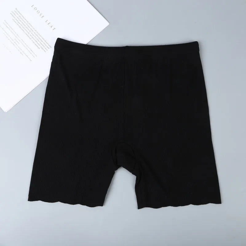 2 IN 1 Seamless Safety Shorts Panties For Women Summer Mid Waist Elastic Cool Ice Silk Undershorts Large Size Underskirt Shorts