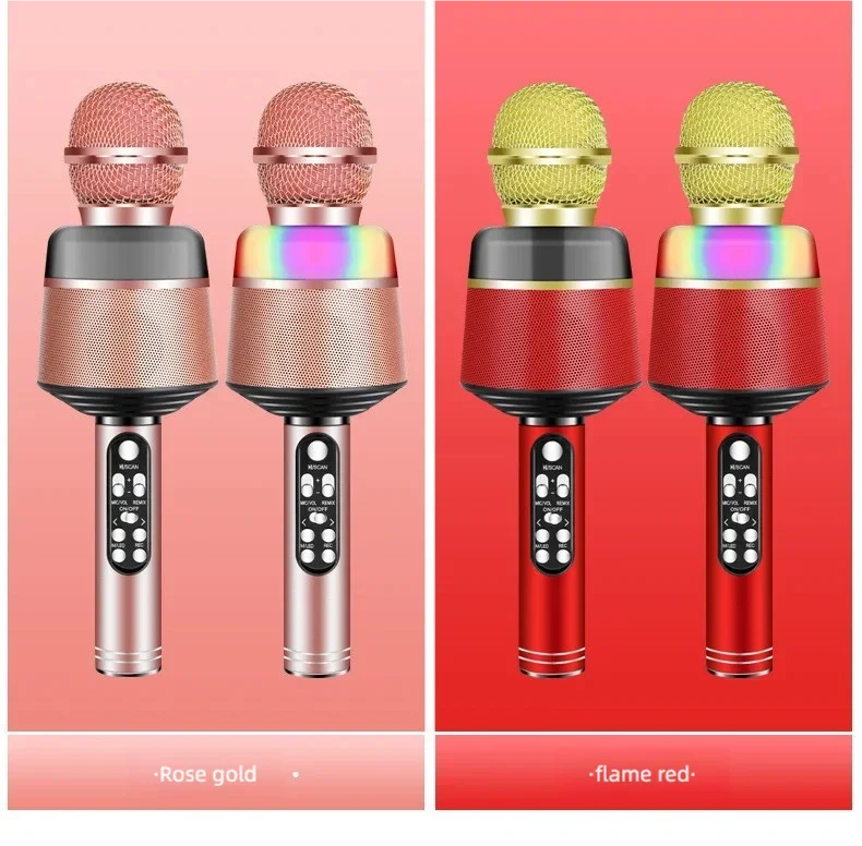 Karaoke Microphone for Kids & Adults - Bluetooth Microphones Singing Mic with Disco Lights, Echo Effect, Built-in Speaker