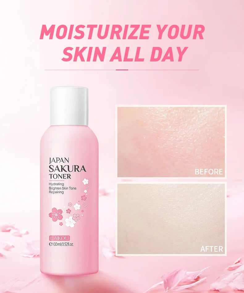 7pcs Sakura Skin Care Set Moisturizing Brightening Sunscreen Cleanser Fine Lines Delay Skin Aging  Nourish Daily Face Care Suit