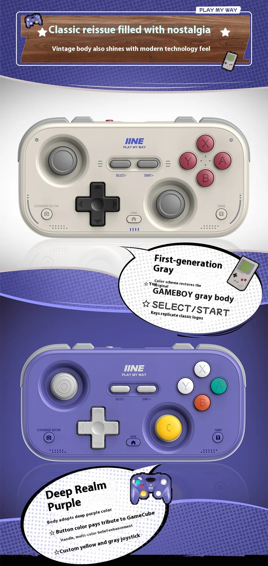 IINE Pocket Mini Controller Palm-Sized Gamepads 1000hz Hall Joystick Short Video Remote Control Suitable for NS2 Android iPhone