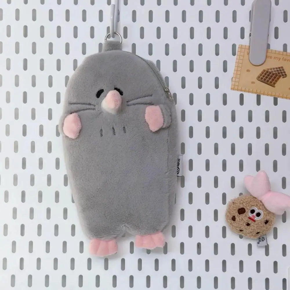 New Portable 3D Mole Pencil Case Plush Cartoon Large Capacity Stationery Bag Creative Cute Doll Stationery Case Dirty Resistant
