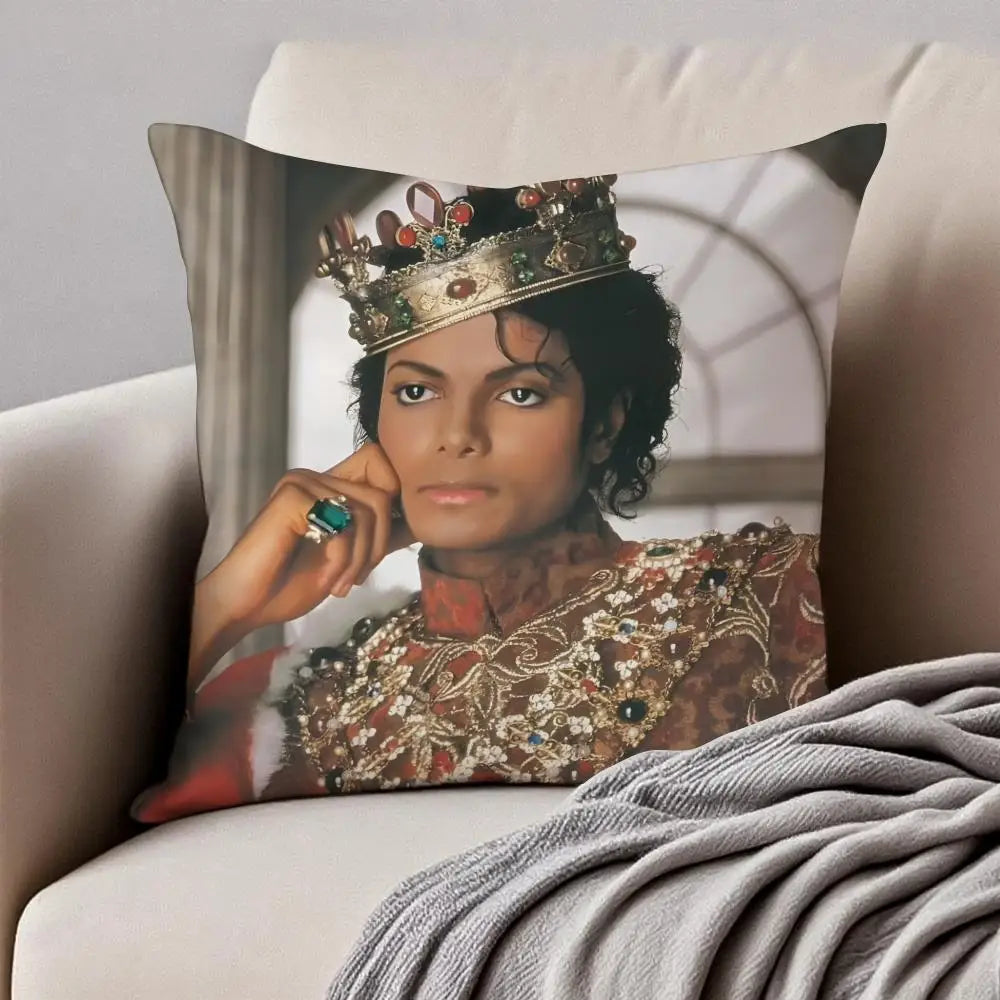 Pop Music M-Michael Jackson Cushion Cover Pillowcase Anti-dustmite Invisible Zipper Short Plush Sofa Cushion