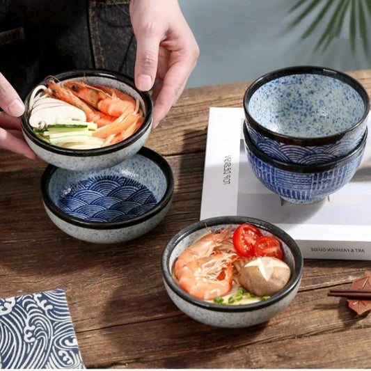 Japanese Ceramic Bowl Creative Sea Ripples Rice Bowls Restaurant Home Dessert Snacks Plate Home Kitchen Supplies Tableware