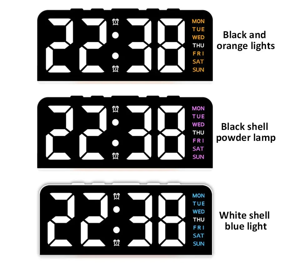 7'' LED Digital Alarm Clock Table Clock Three-Level Adjustable Brightness Dimmer/Dual Alarm/Temp/Date/Night Light for Bedrooms