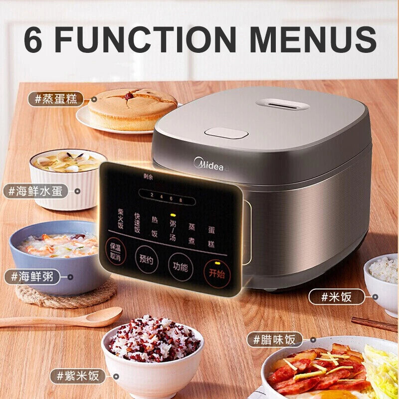 Midea Rice Cooker Large Capacity 4L/5L Suitable for 2-10 People Electric Rice Cooker Multifunctional Home Kitchen Appliances