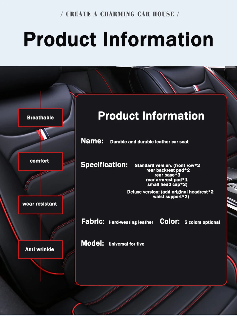 AOOALE Car Seat Cover For Mazda CX5 Auto Accessories Interior (1seat)