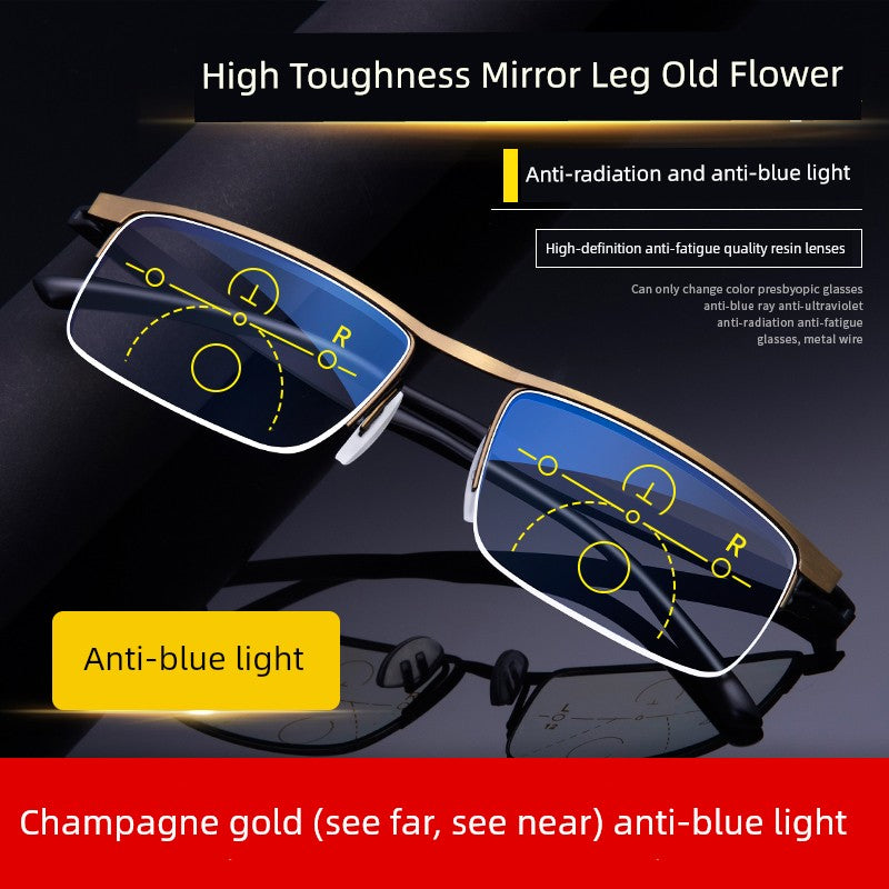 Presbyopic Glasses Men and Women HD Elderly Anti-Blue Light Dual-Use Smart Zoom Presbyopic Glasses Super Light Presbyopic Glasses