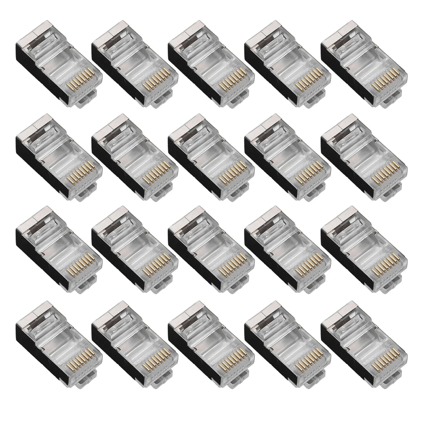 RJ45 Connectors Pass Through CAT6 CAT5 Shielded Crystal Head Gold Plated 8P8C Ethernet Modular Plugs Cable Crimp Connectors
