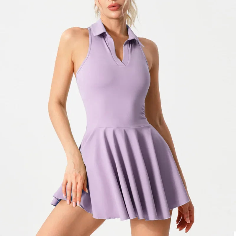 Tennis Skirt Women Golf Skirt Dress with Pockets Quick Dry Soft Nylon Fitness Tenis Shorts 2 Piece Tennis Yoga Suits Women Mujer