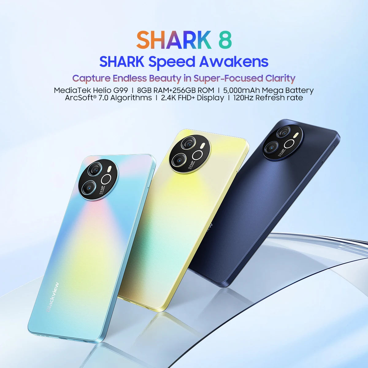 Blackview SHARK 8 Unlocked Smartphone Android13 Mobile Phone, Helio G99 16GB 128GB/256GB, 6.78'' 2.4K Display 64MP Cellphone NFC