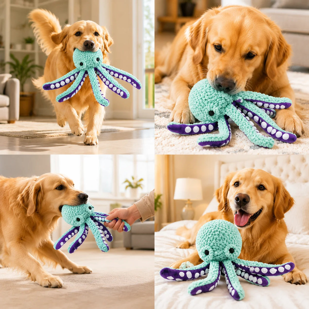 Pet plush octopus toy interactive sound anti-demolition home large and small dog boredom companion dog toy
