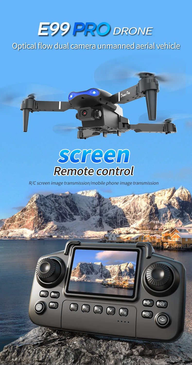 E99 PRO Drone Screen Control Aerial Drone High Definition Dual Camera Remote Control Aircraft, Folding Quadcopter Kid Gift