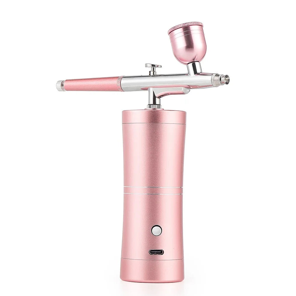 Top 0.3mm Pink Mini Air Compressor Kit Air-Brush Paint Spray Gun Airbrush For Nail Art Tattoo Craft Cake Nano Fog Mist Sprayer