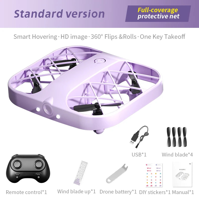 Mini Drone With 4k Professional Camera Air Hover 360° Roll Wide-Angle Camera Portable Long Life Remote Control Helicopter Toy
