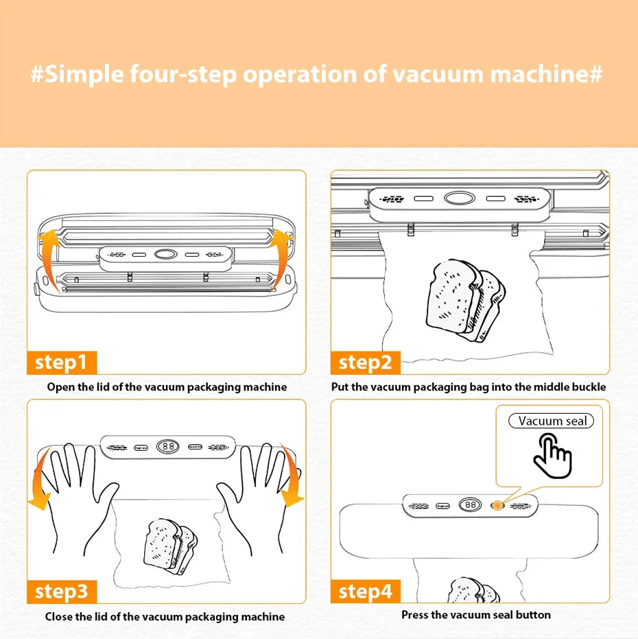 Vacuum Sealer Packaging Machine Food Vacuum Sealer With Free 10pcs Vacuum bags Household Vacuum Food Sealing