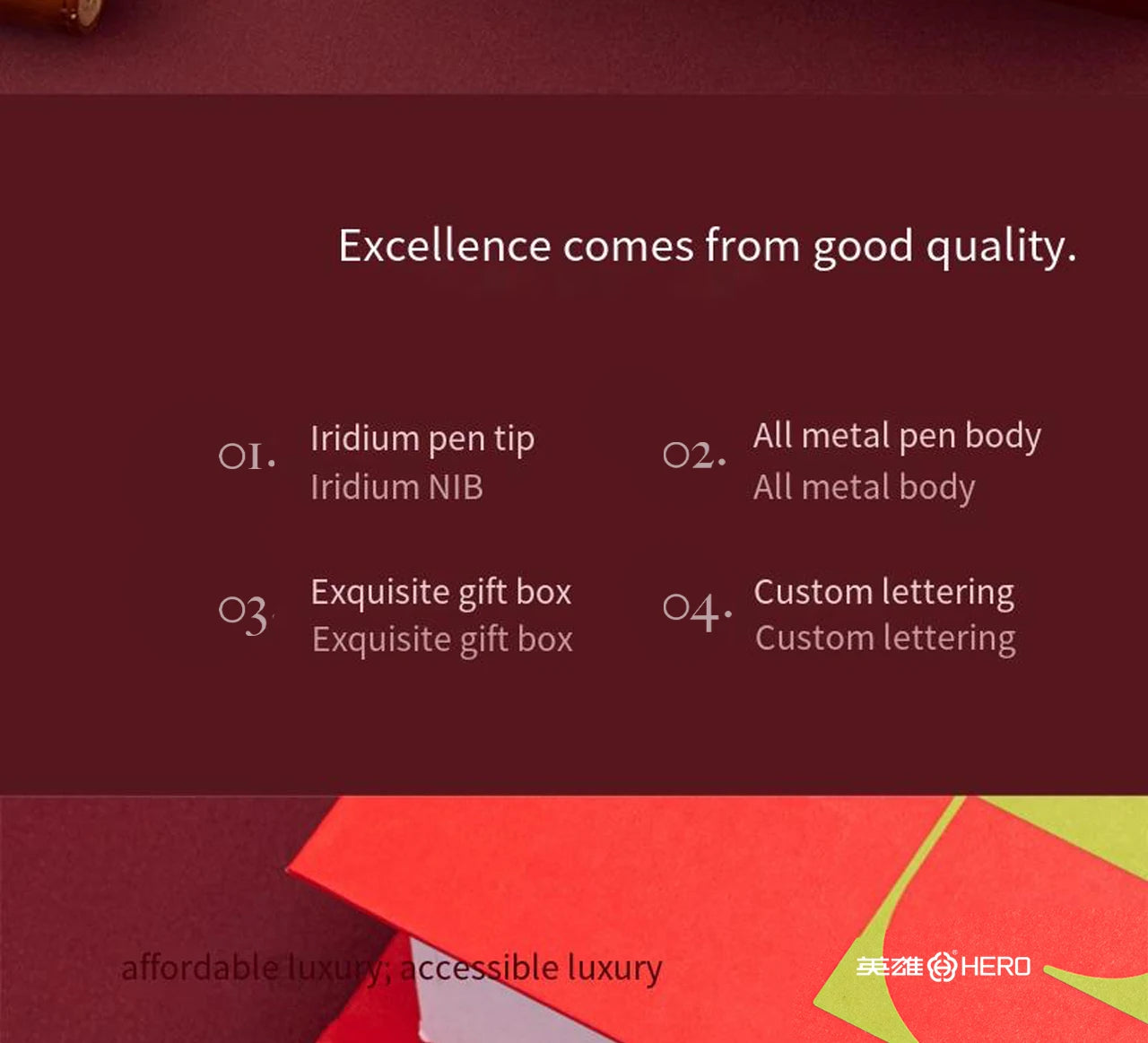 Hero 772 Classic Business Fountain Pen Set- Ideal Corporate Gift，Includes Ink & Classy Gift Box, Perfect for Business/Students