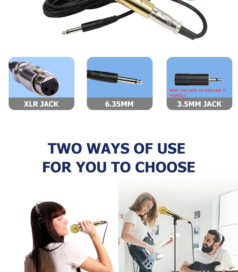 Karaoke Microphone Handheld Professional Wired Dynamic Microphone Clear Voice Mic for Karaoke Part Vocal Music Performance