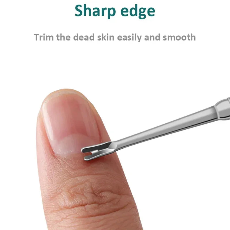 High Quality Cuticle Remover Dead Skin Pusher Surgical Grade Stainless Steel Nail Art Manicure Tool Scraper Nail Cleaner Trimmer