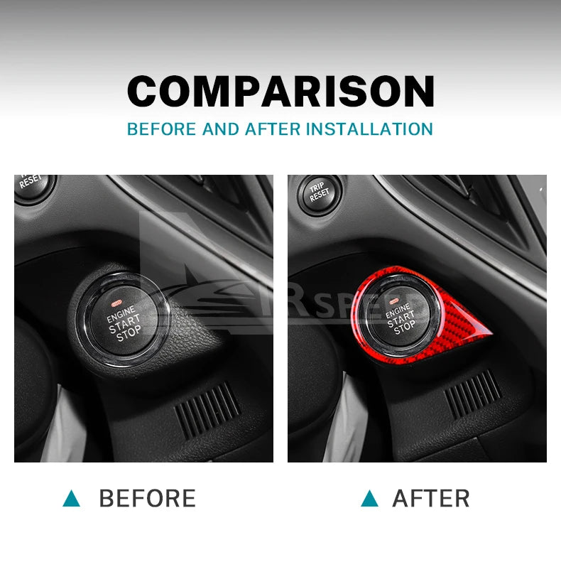 Real Soft Carbon Fiber Sticker For Subaru Crosstrek Impreza 2024 Car Engine Start Stop Button Frame LHD Interior Accessories