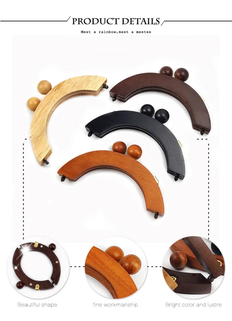 Deepeel Wooden Bag Handle 14/20cm Purse Frames Kiss Clasp for Handbags Wallet DIY Handmade Sewing Brackets Bags Accessories