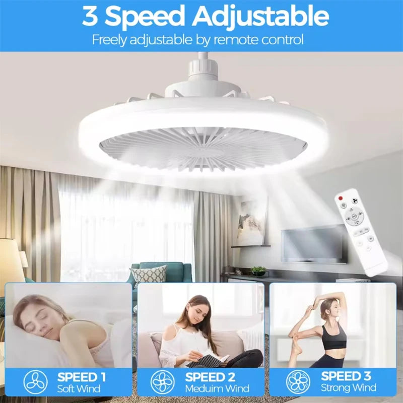 Modern 25cm Ceiling Fans With LED Lights Silent E27 Smart Bedroom Kitchen Electric Fan Lamps Room Decor AC95-260V