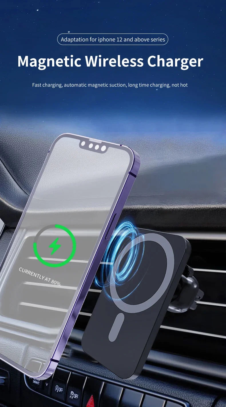 30W Magnetic Car Wireless Charger For iPhone 16 15 14 13 12 Pro Max Mini Car Phone Holder Stand Mount Fast Charging Station