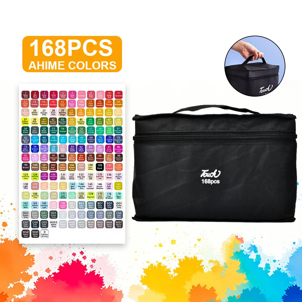 24/36/60/80/120/168 Colors Double Headed Oily Art Marker Pen Set for Draw Sketching ,Manga Illustration And Artistic Drawing