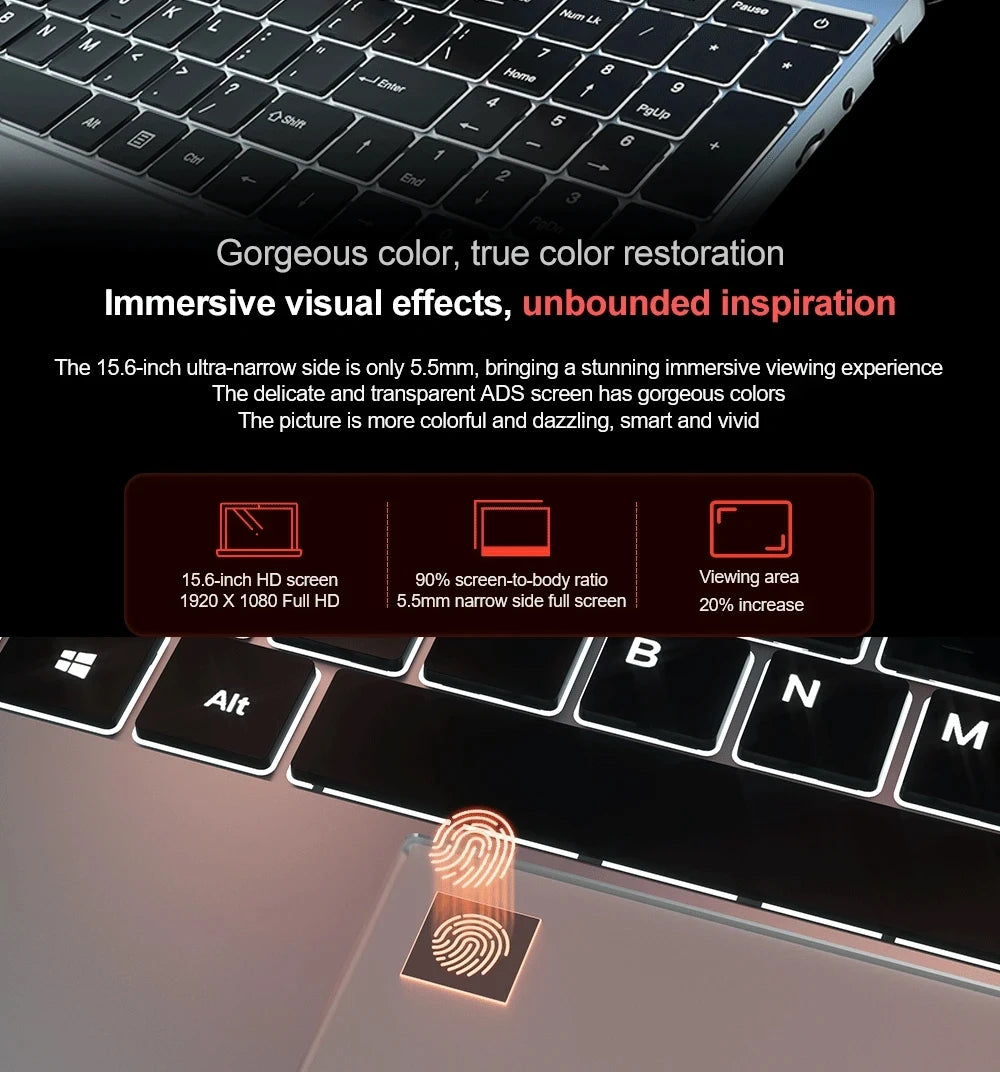 15.6 Inch Ultrabook - AMD Ryzen 7 4800U, 32GB RAM, 2TB SSD, 5G, Bluetooth, Windows 11 Pro Gaming Laptop (Metal)